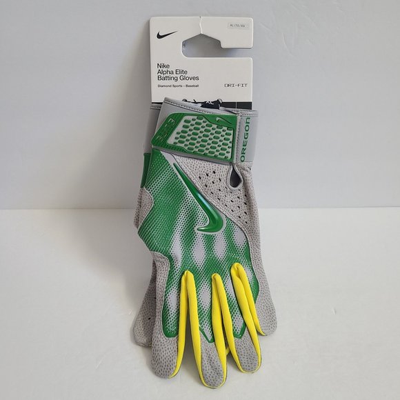 Nike Alpha Elite Oregon Ducks Baseball Batting Gloves FB4177-011 Size XL Gray Gr - Picture 1 of 4
